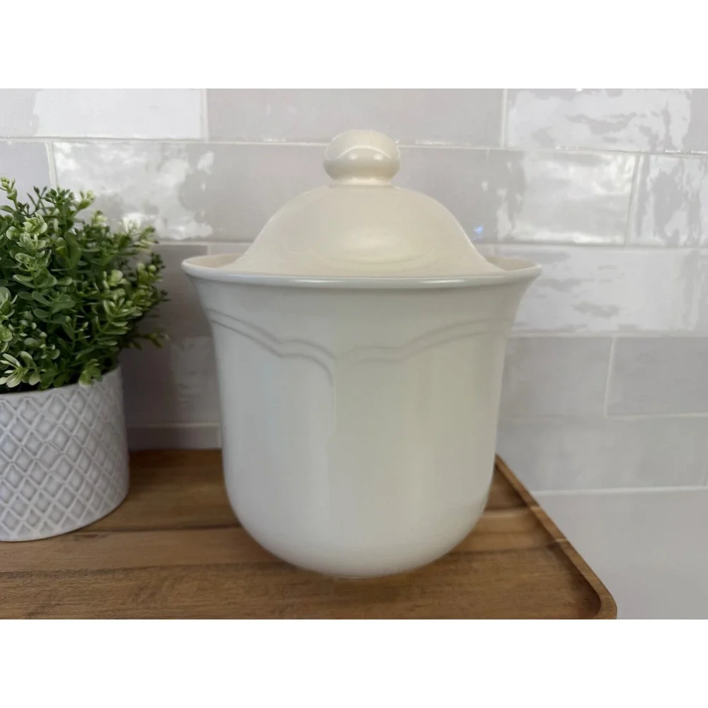 Pfaltzgraff Cookie Jar Tea Rose Floral 2.5 Qt Cream Vintage Cottagecore USA 507